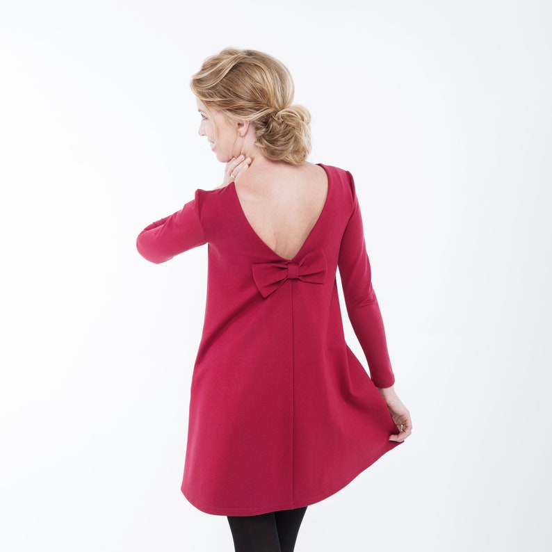 Red Dress Short Dress Romantic Dress Open Back Dress Etsy