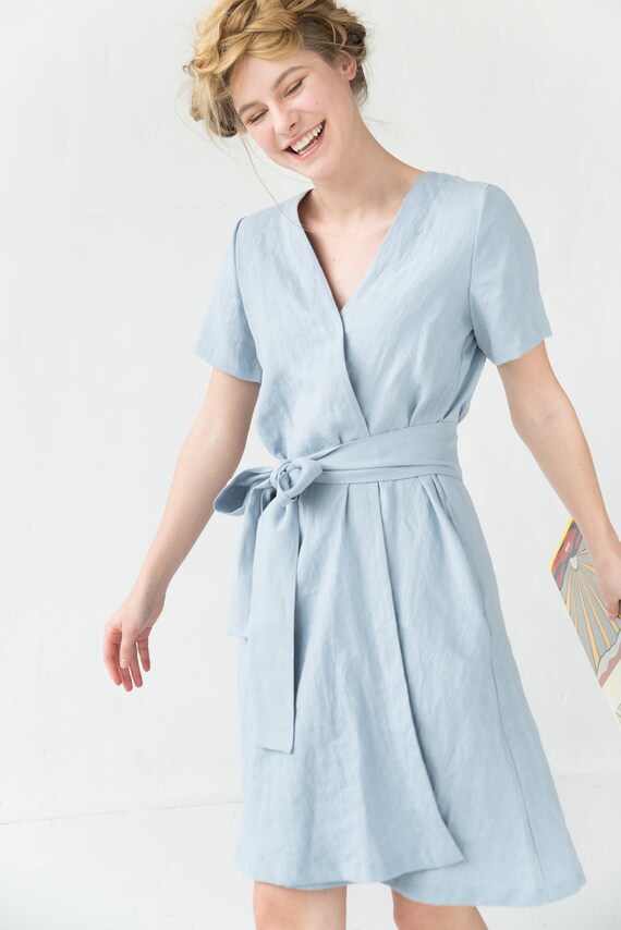 Light Blue Linen Dress MARINE. Linen ...