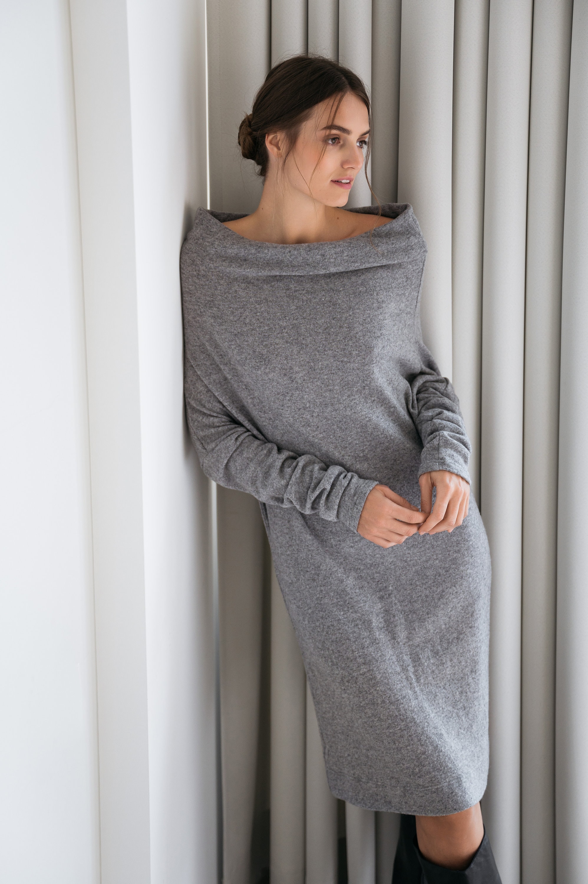 Cream wool clearance dress