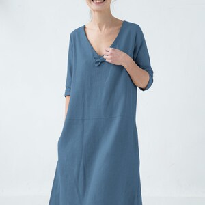 Linen Trapeze Dress in Lime Print - 3550907