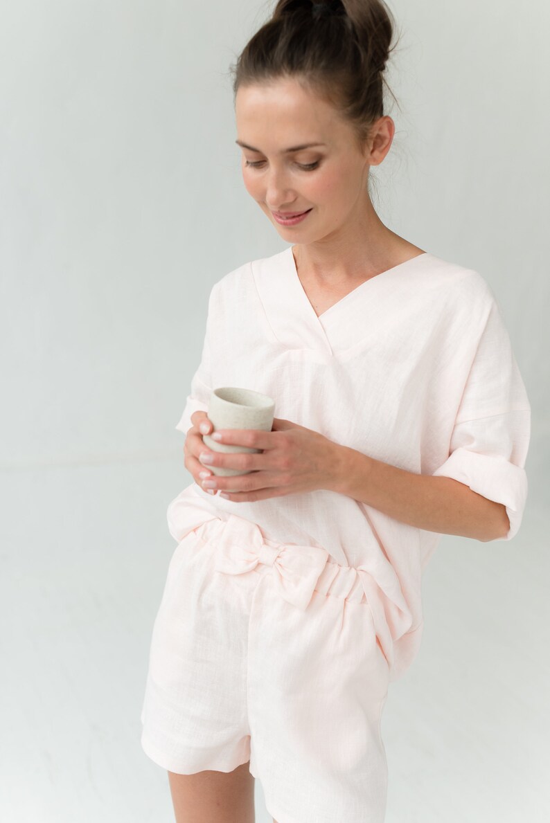 Linen Sleep Shirt Linen Clothing Linen Pajama Top Linen Etsy UK