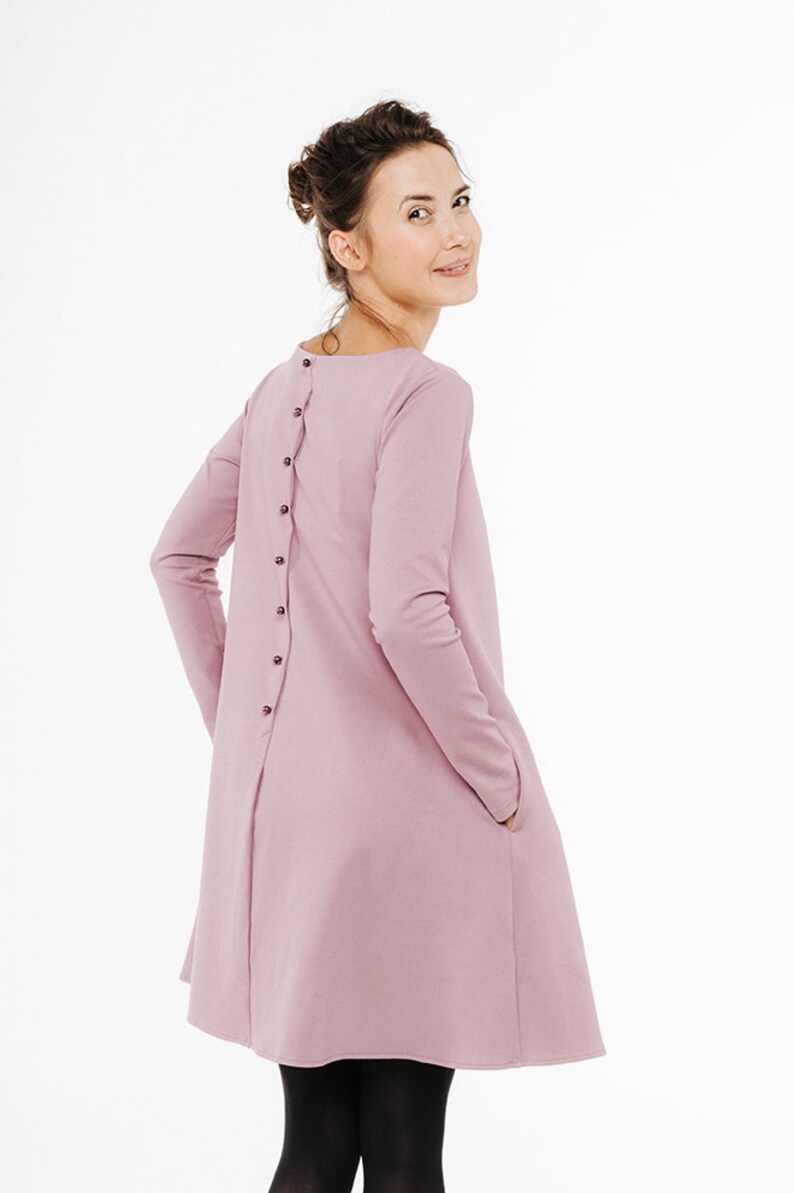 Dusty Rose Dress Long Sleeve Dress Pink Dress Winter Dress - Etsy