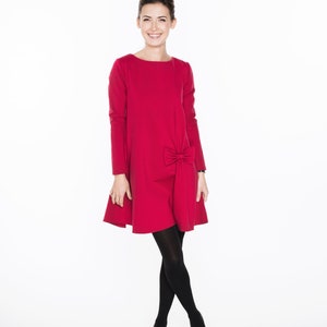 Robe de printemps par LeMuse, Robe rouge, Robe trapèze, Robe à manches longues, Vêtements pour femme, Robe élégante, Robe de cérémonie, Jolie robe pour rendez-vous amoureux image 2