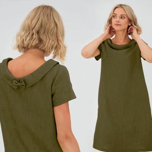 Green Mother Of The Bride Dress, Mother Of The Groom Dress, Handmade Linen Clothing, Wedding Guest Dress, Minimalist Dress, Modest Dress