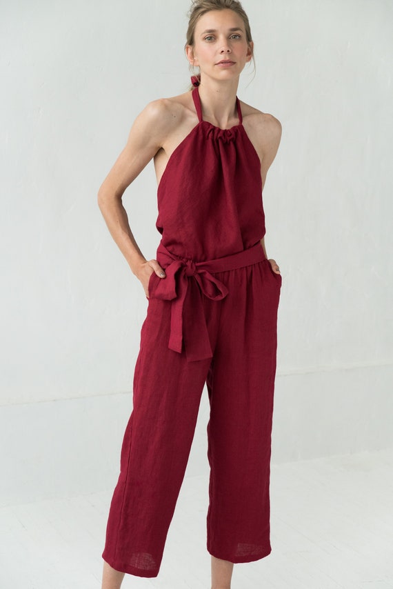 linen capri jumpsuit