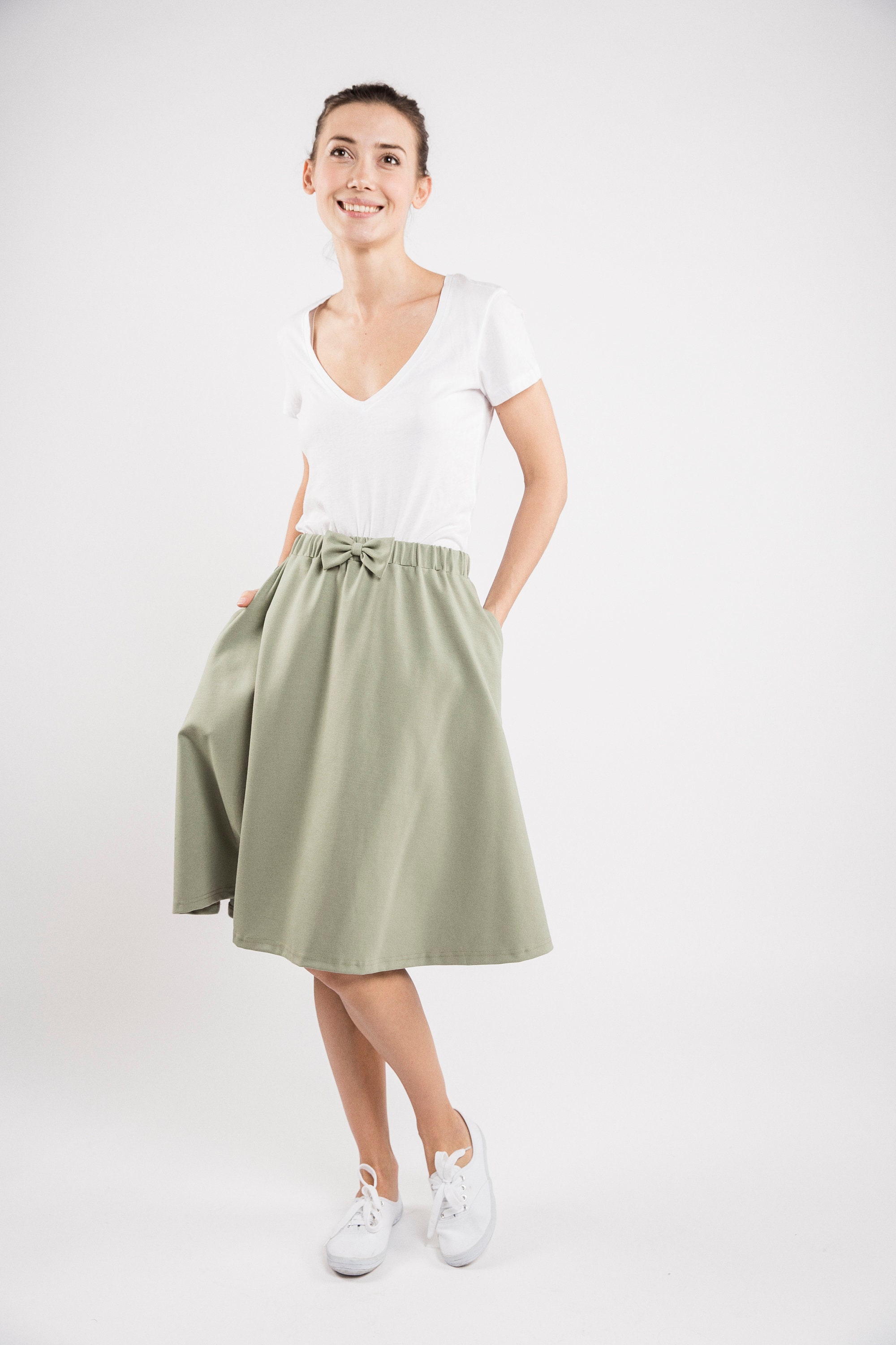 Women Yellow Skirt Flare Skirt Mustard Skirt Bow Skirt - Etsy