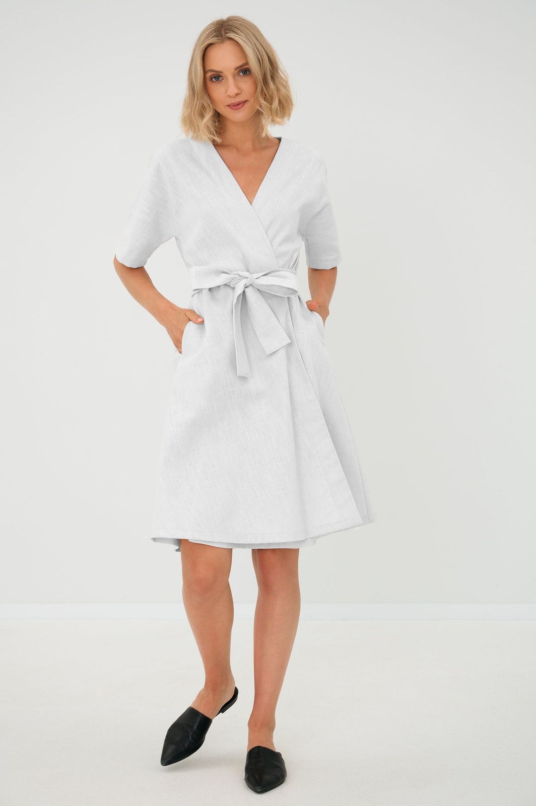 Robe Blanche En Lin Les Petites...Collection – Taille 38, Sans Manches, Col Bateau