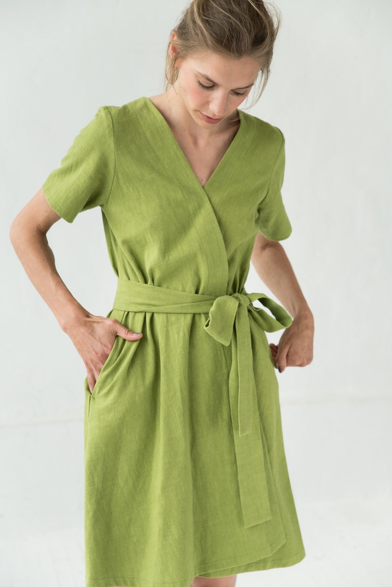 Green Linen Dress Summer Linen Dress Women Linen Dress Moss - Etsy