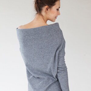 Gray Wool Sweater Women, Minimalist Clothing, Off Shoulder Sweater, Woolen Top, LeMuse Clothing, Knit Pullover, Warm Sweater, Comfy Clothes image 8