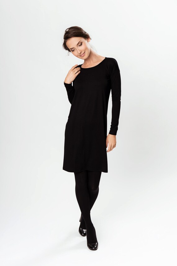 womens black dress long