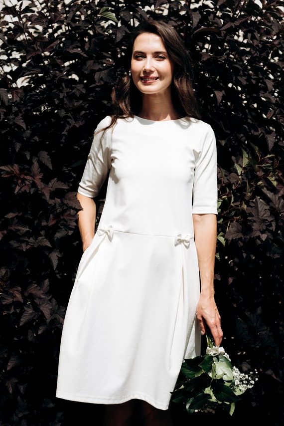 Modern Wedding Dress Civil Wedding Dress Boho Wedding Dress Etsy