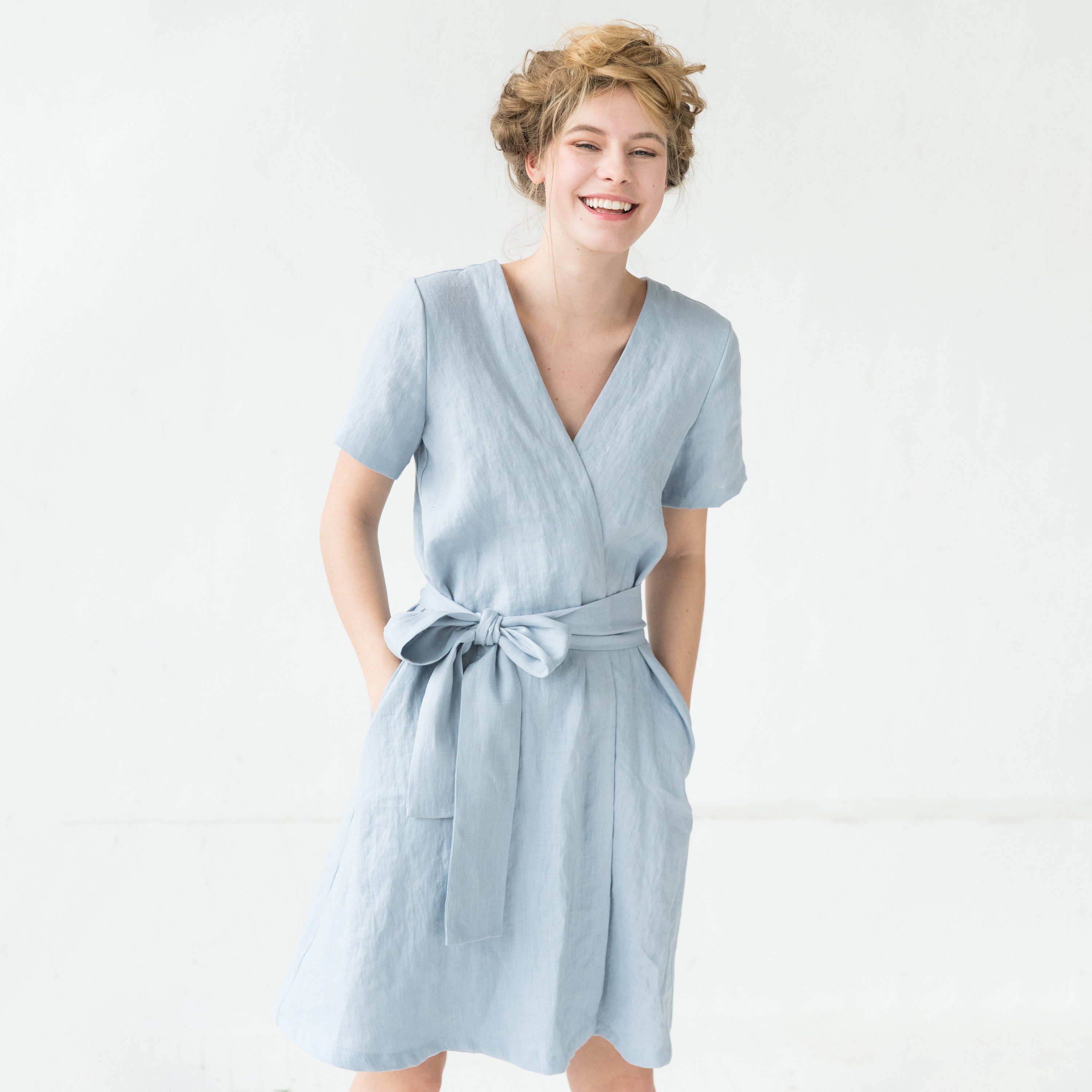 Light Blue Linen Dress MARINE. Linen ...