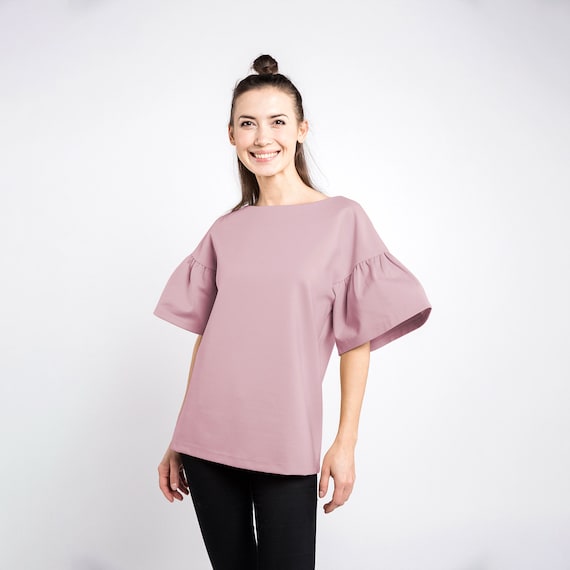 Dusty Rose Blouse, Elegant Top, Butterfly Sleeve Top, Formal Top,  Minimalist Clothing, Chic Blouse, Pink Blouse, Cocktail Top, Party Top 