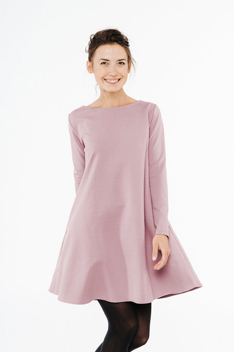 dusty rose long sleeve dress