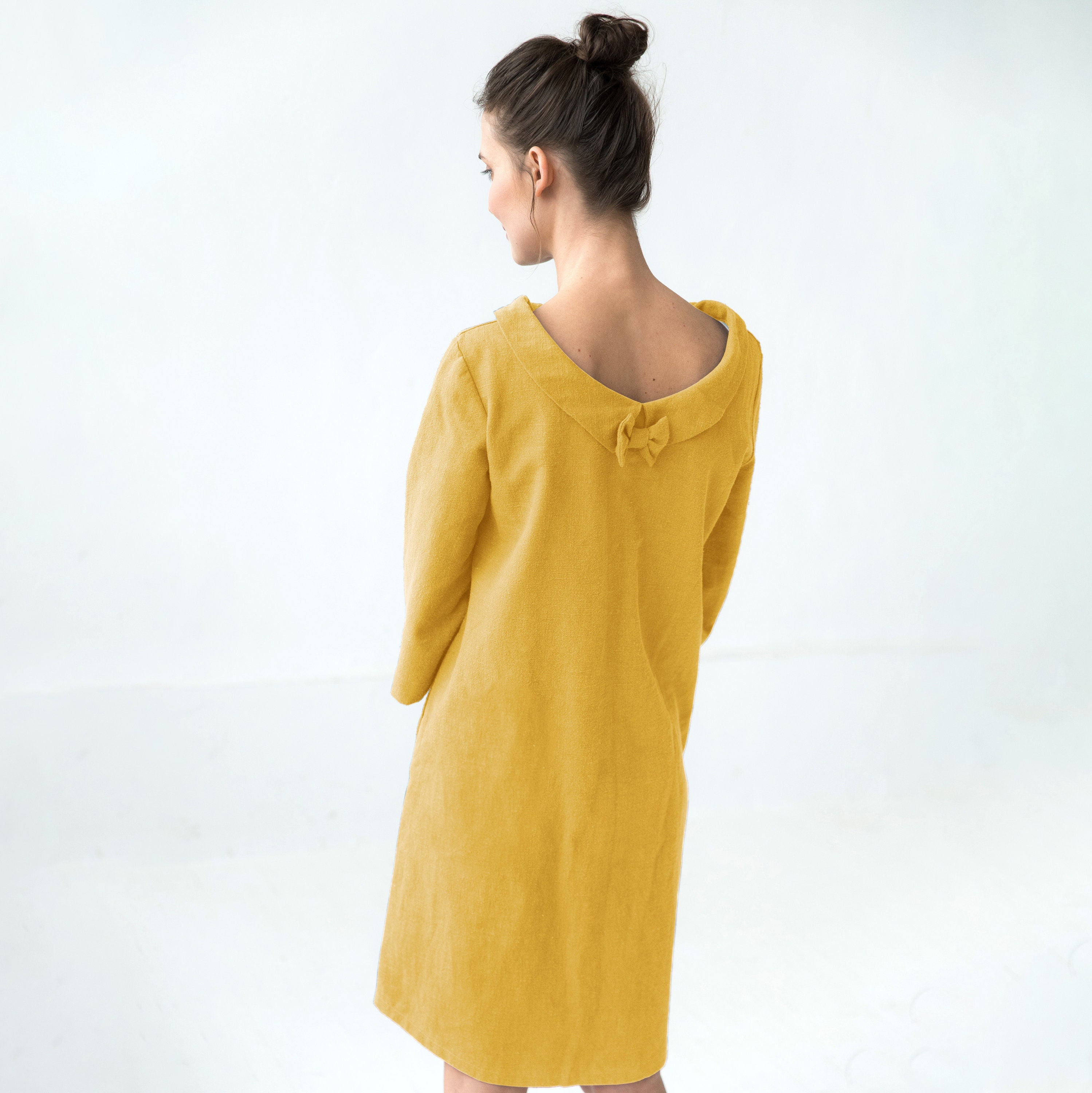 Mustard Dress Linen Dress Summer Dress 