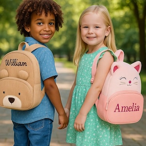 Personalized Back to School Toddler Backpack – Corduroy Animal School Bag with Embroidered Name for Girls & Boys | Back to School Gift