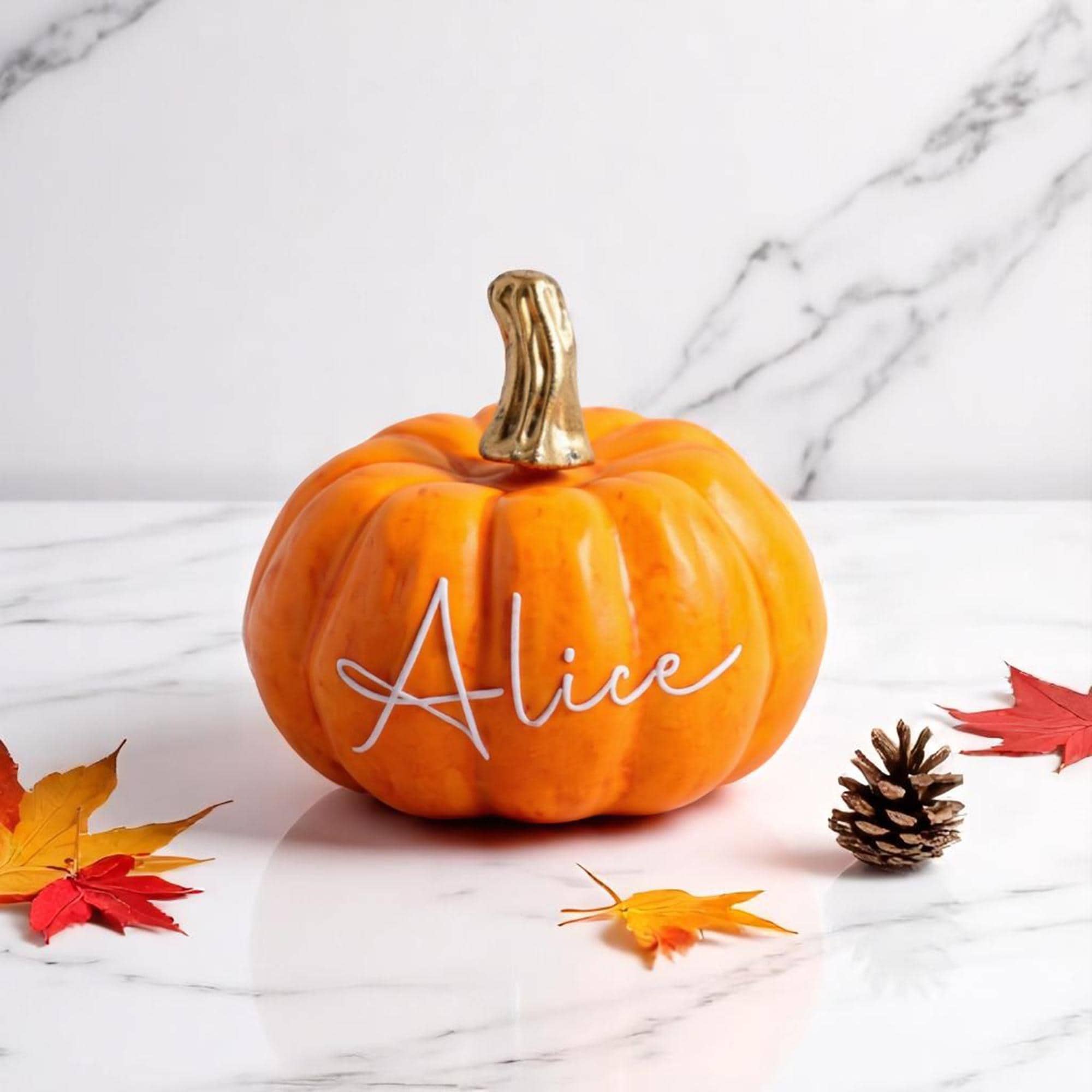 Personalized Mini Pumpkin Name Tag: Fall Thanksgiving Decor