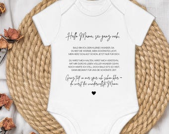 Babybody Hallo Mama | Schwangerschaft verkünden | Geschenk für werdende Mama | Body gleichgeschlechtliche Paare | Regenbogenfamilie