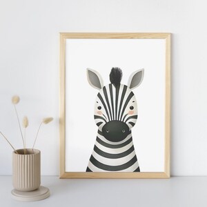 Póster infantil Cebra – Póster de jungla de safari para la habitación de los niños | Decoración de pared habitación bebé niño y niña | Regalo de nacimiento y cumpleaños.