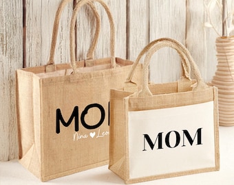 Sacola de juta personalizada para a mãe | Ideia de presente para a mãe | Sacola de juta para a mãe | Sacola de juta personalizada | Sacola de presente para namorada | Sacola para a mãe com nome