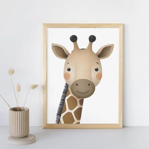 Póster infantil jirafa – póster de selva safari para la habitación de los niños | Decoración de pared habitación bebé niño y niña | Regalo de nacimiento y cumpleaños.