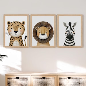 Kinderzimmer Poster Tiere | Babyzimmer Bilder Tiere | Kinderbilder Tiere A4 | Poster Kinderzimmer minimalistisch | Kinderzimmer Deko Natur