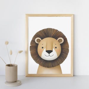 Póster infantil león – póster de selva safari para la habitación de los niños | Decoración de pared habitación bebé niño y niña | Regalo de nacimiento y cumpleaños.
