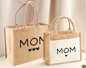 Sacola de juta personalizada para mãe | Ideia de presente para mãe | Sacola de juta para mãe | Sacola de juta personalizada | Sacola de presente para namorada | Mãe com nome