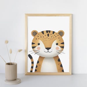 Póster infantil tigre – póster de jungla safari para la habitación de los niños | Decoración de pared habitación bebé niño y niña | Regalo de nacimiento y cumpleaños.