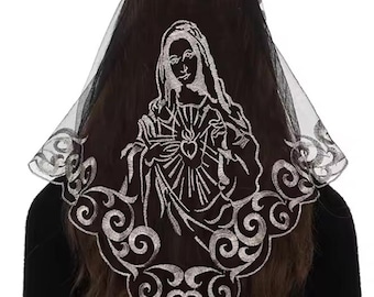 Mantilla bordada de Nuestra Señora – Velo del Sagrado Corazón, Cubrecabezas para capilla católica