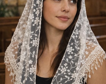 Angelica Lace Mantilla Veil – Catholic Church Veil, Mass Head Covering