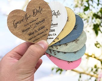 Heart Shape SAVE THE DATE Magnets, Custom Heart Shape Wedding Invitation, Wooden Save The Date, Birthday Invitation, Cute Save The Date