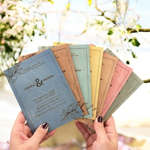 Hochzeitseinladungs-Set aus Holz, Antwortkarte, QR-Karte, UmschlagSticker| Rustikale Einladungskarte aus Holz