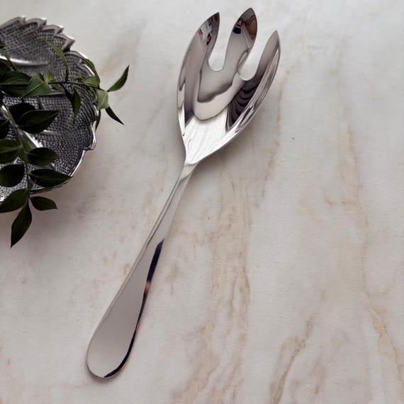 999k Silver Plated Serving Spoon: Elegant Brass Salad Server