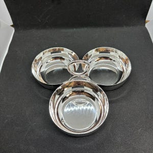 999K Silver Triple Snack Dish with Ring Handle