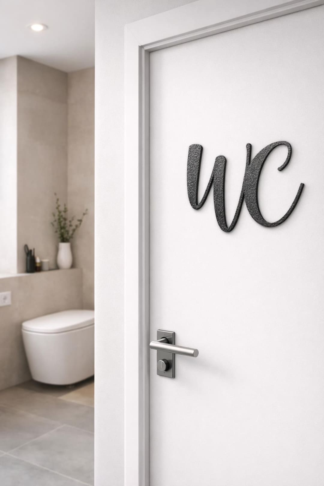 Toileting Lettering Self-adhesive WC Door Sign, Toilet Sign With 3D Lettering, Guest Toilet ...