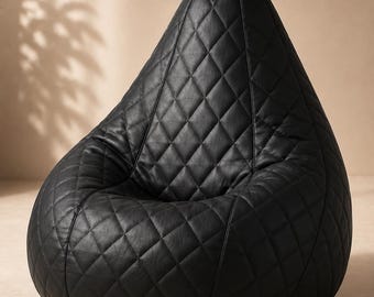 Funda de piel sintética para puf, funda acolchada para silla puf, puf de piel sintética de lujo, funda para puf de adulto, funda para silla gaming, hecha a mano.