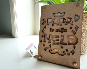 Wooden Money Card Dad Hero