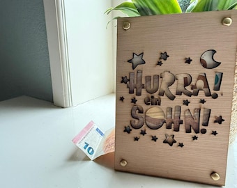 Cash gift Holz Sohn