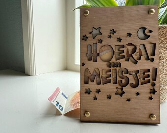 Wooden Money Card Hooray Girl
