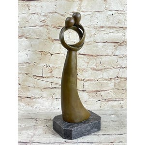 Abstract Modern Art Kissing Couple Bronze Sculpture Deco Statue