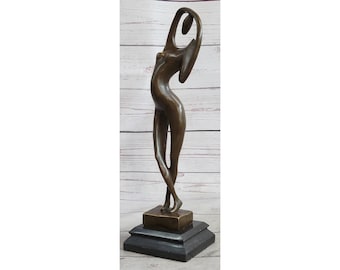 Abstract Female Figure Stretching Modern Art Bronze Sculpture Statue