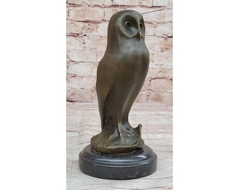 Bronze Owl Sculpture - Bird Statue for Home Decor - Owl Art on Marble Base