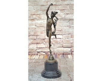 Flying Mercury Hermes with Caduceus Bronze Statue Figure Sculpture Art Decor