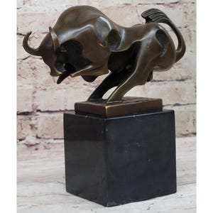Charging Bull Bronze Statue Abstract Modern Art Sculpture Deco