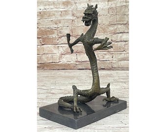 ヴィンテージの日本の龍のブロンズ彫刻：東洋のホームデコレーション