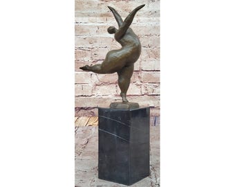 Bronze Female Figure Sculpture - Abstract Curvy Dancer - Modern Art Statue
