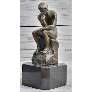 El Pensador Hombre Pensante Estatua de Bronce Escultura Artística Figura Decó