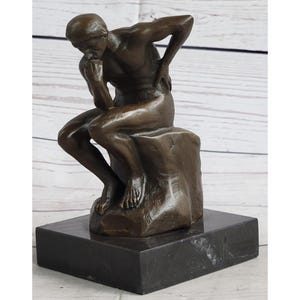 Estatua de bronce del hombre pensante, escultura artística, figura decorativa en miniatura