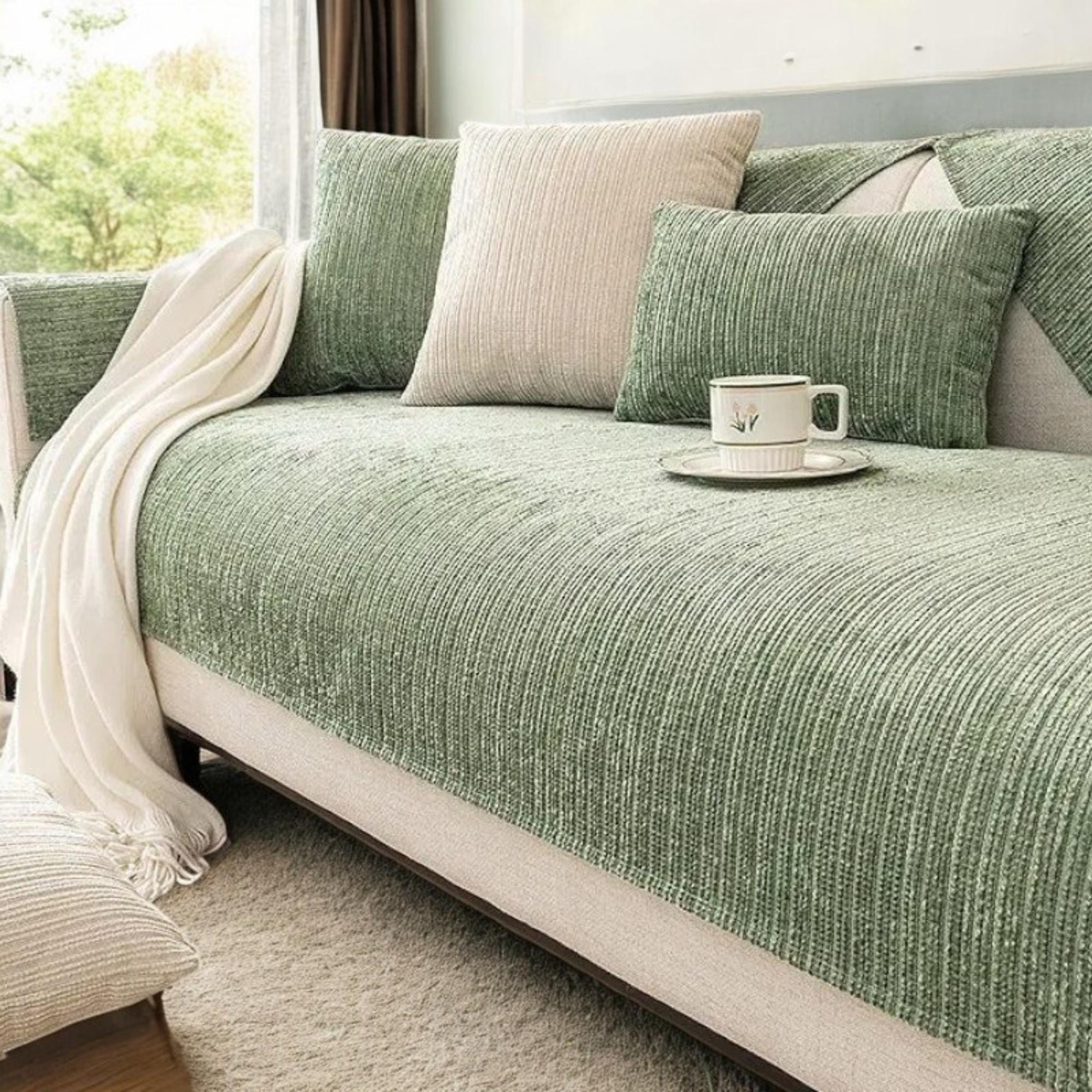 Soft Chenille Sofa Cover – Non-Slip & Washable for Calm, Pet-Loving Homes